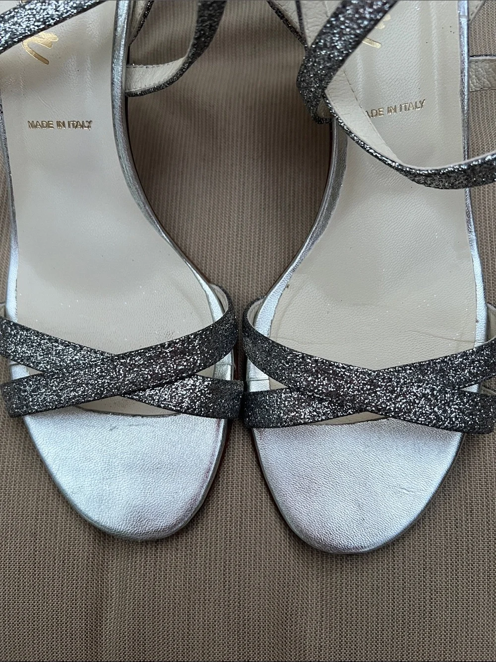 Butter Made in Italy Metallic Strappy Heels Sandals Size 9 Leather